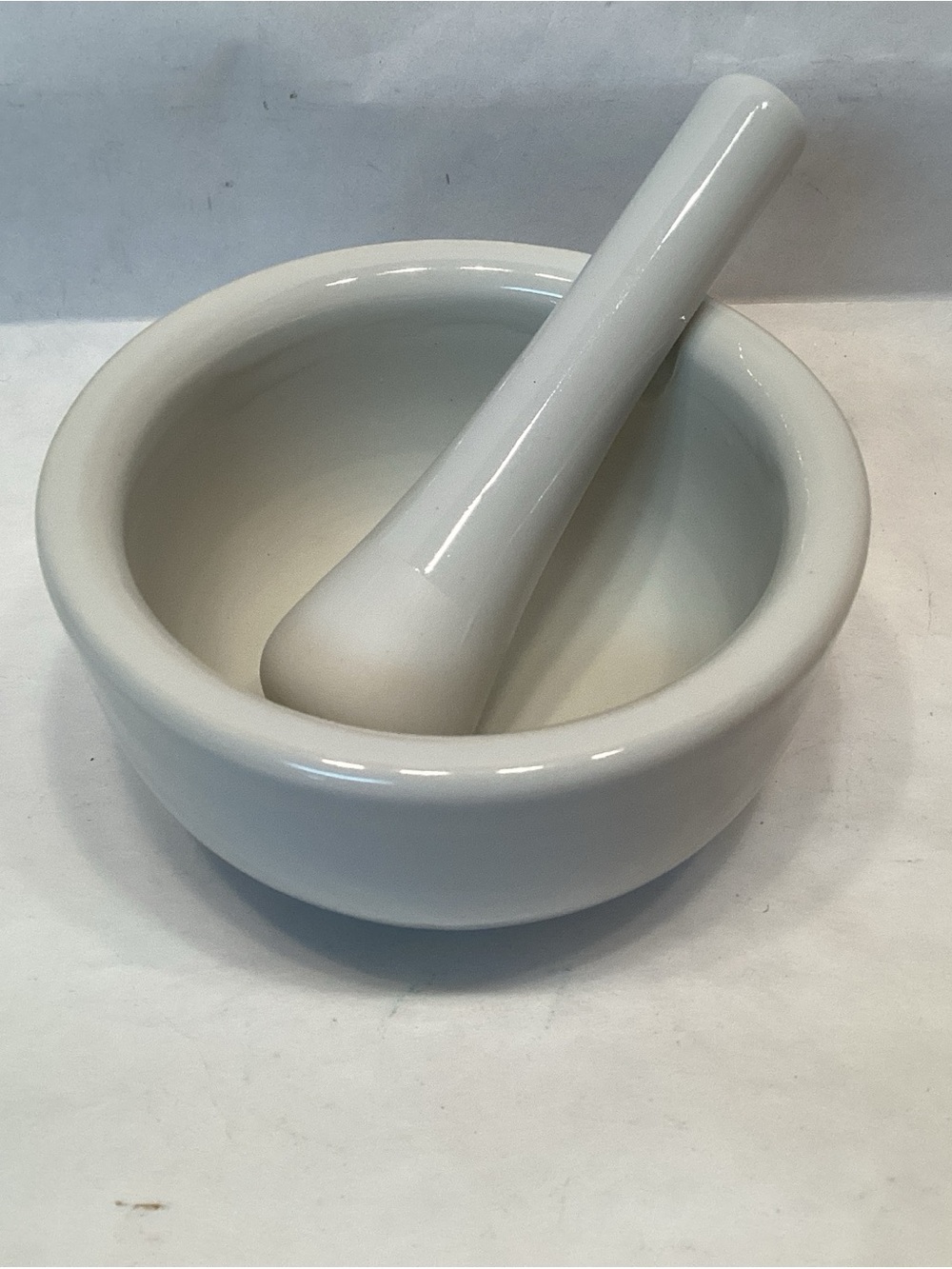White Ceramic Mortar and Pestle Set with Pour Spout 3.5” Small Grinder Spice